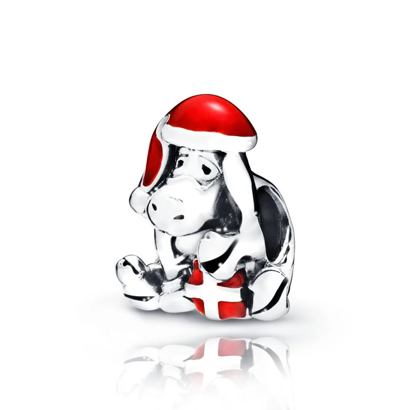 Новинка зимы 2019 серебряные бусины 925 пробы снеговик Рождественская шапка