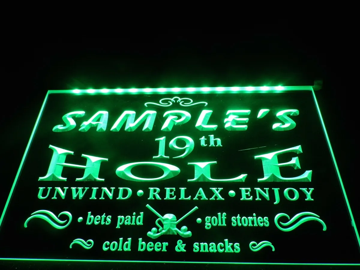 Именной персонализированный неоновый светодиодный светильник Tm010 для гольфа с 19