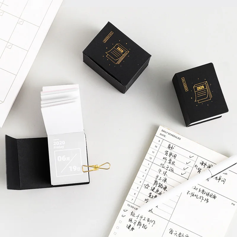 2020 мини настольный календарь sticky note с золотыми штампами ручной работы
