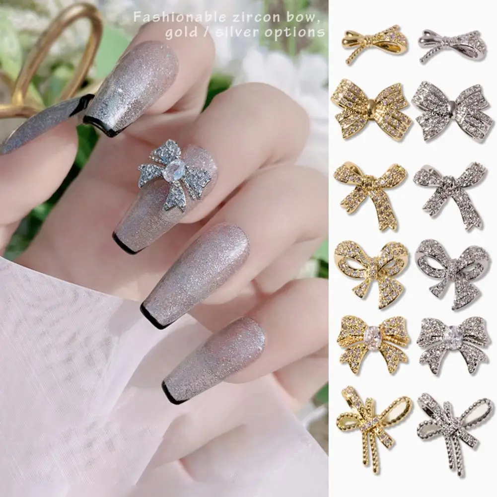 

Nail Bowknot Super Shiny Novelty Cubic Zirconia Creative Nail Decorations for DIY