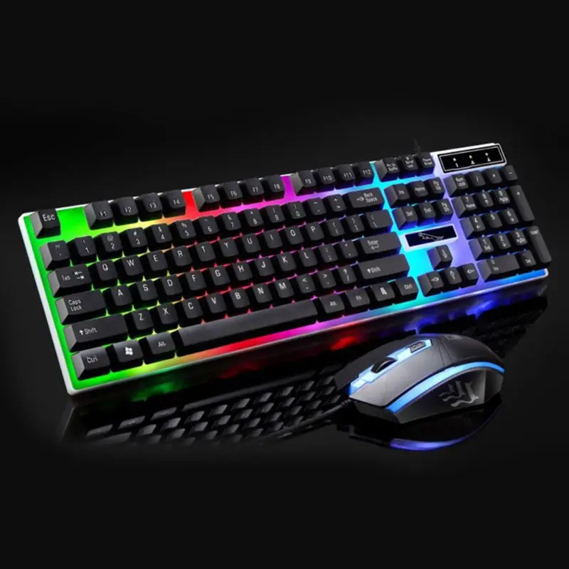 

W3JD USB Charging Light Keyboard and Mouse Kit Rainbow LED Gaming Equipment for PS4 One