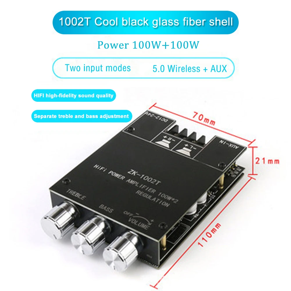 ZK-1002T TPA3116D2 Bluetooth 5 0 панель усилителя сабвуфера 100 Вт * 2 HIFI каналов аудио мощность