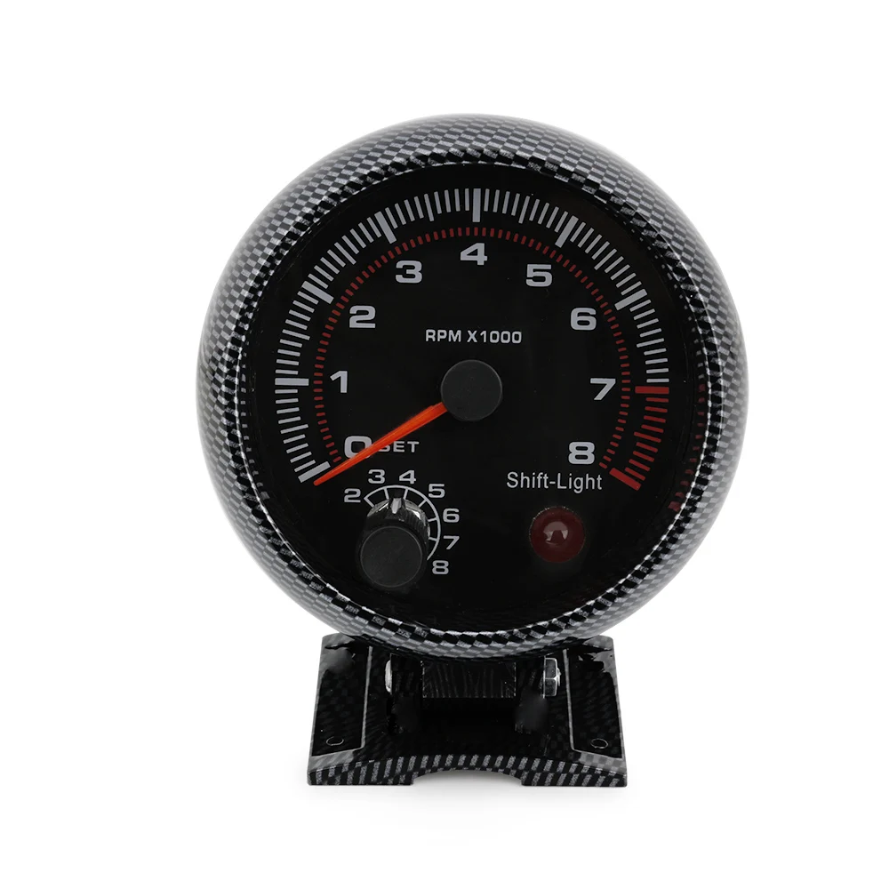 

80mm Racing Car 0-8000 RPM Blue LED Adjustable Tachometer RPM Gauge Shift Light 4 6 8 Cylinder