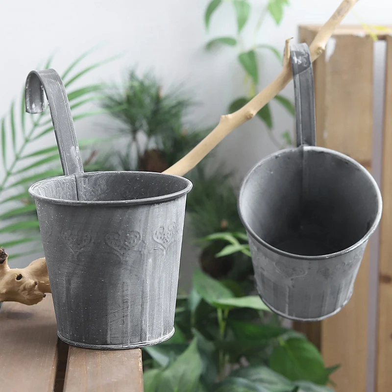 Новый горячий винтажный цветочный горшок металлический Железный цветок ведро