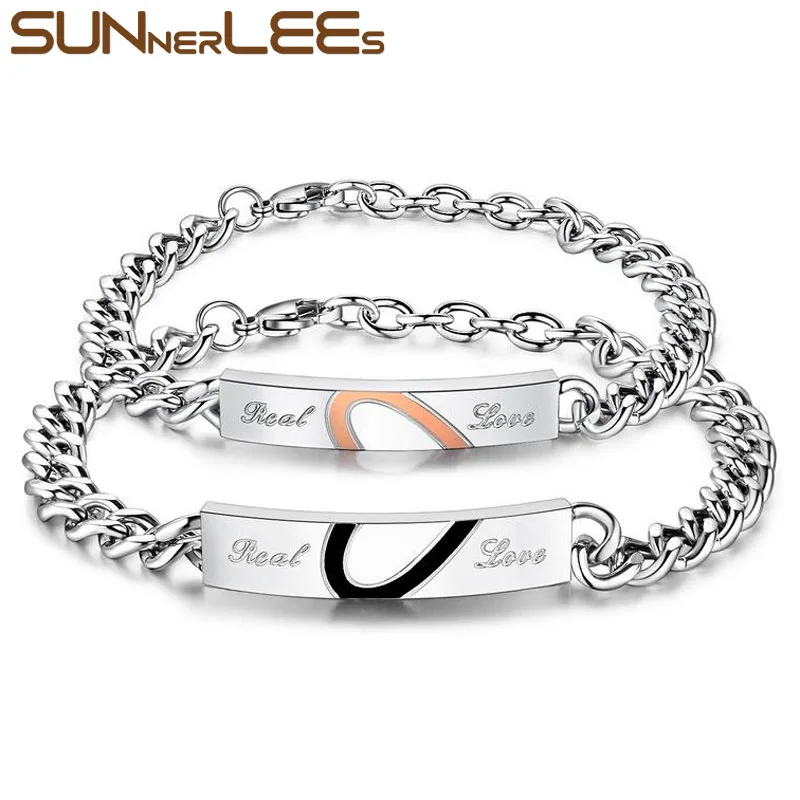 Браслет из нержавеющей стали SUNNERLEES для мужчин и женщин Очаровательная цепочка