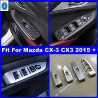 matte carbon fiber look car door handle window lift switch control button panel cover trim fit for mazda cx 3 cx3 2015 2021