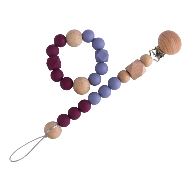 

2Pcs Baby Pacifier Clip Chain Nipple Dummy Clip Holder Silicone Beads Bracelet