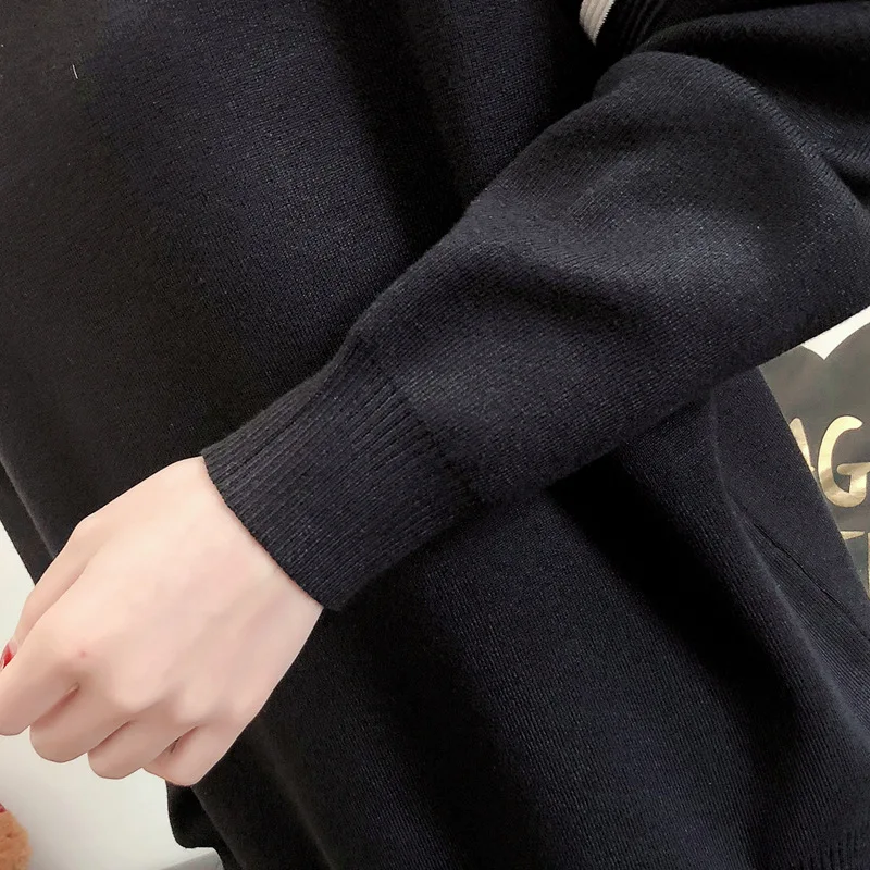 

Autumn and winter sweater set tracksuit women loose round neck striped sweater pants rota deportiva mujer casual two-piece suit