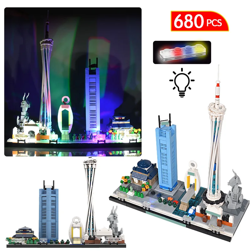 

City Famous Architecture Lakhta Center Street View Building Blocks Diy Guangzhou TV Tower Model Bricks Toys For Children Gifts