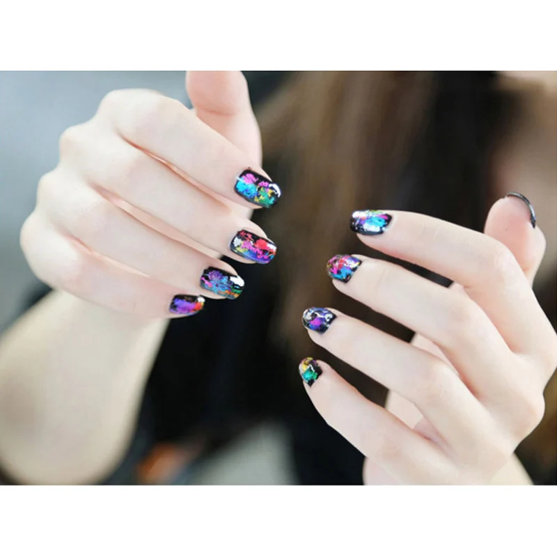 Голографическая ногтей Фольга комплект ногтевое искусство Переводные Стикеры