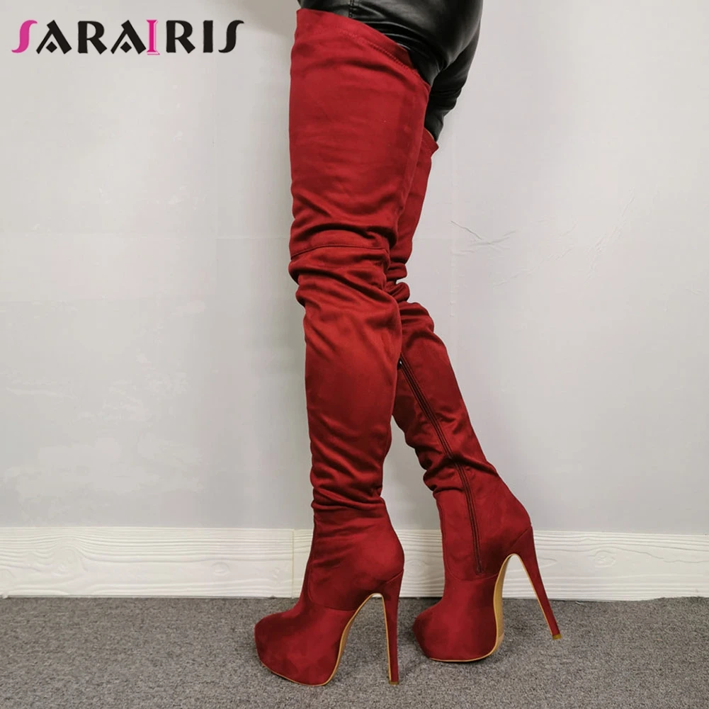 

SARAIRIS Brand New Female Over The Knee Boots Thin High Heels Platform Thigh High Boots Women 2020 Sexy Party Shoes Woman