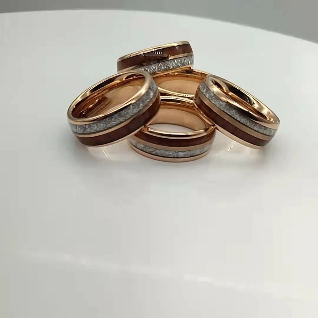 Уникальные деревянные метеоролиты кольца из карбида вольфрама для мужчин и