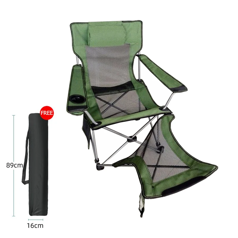 

Outdoor Portable Adjustable Recliner Camping Folding Chair With Cup Holder And Footrest Ultralight Office Lunch Break Single Bed