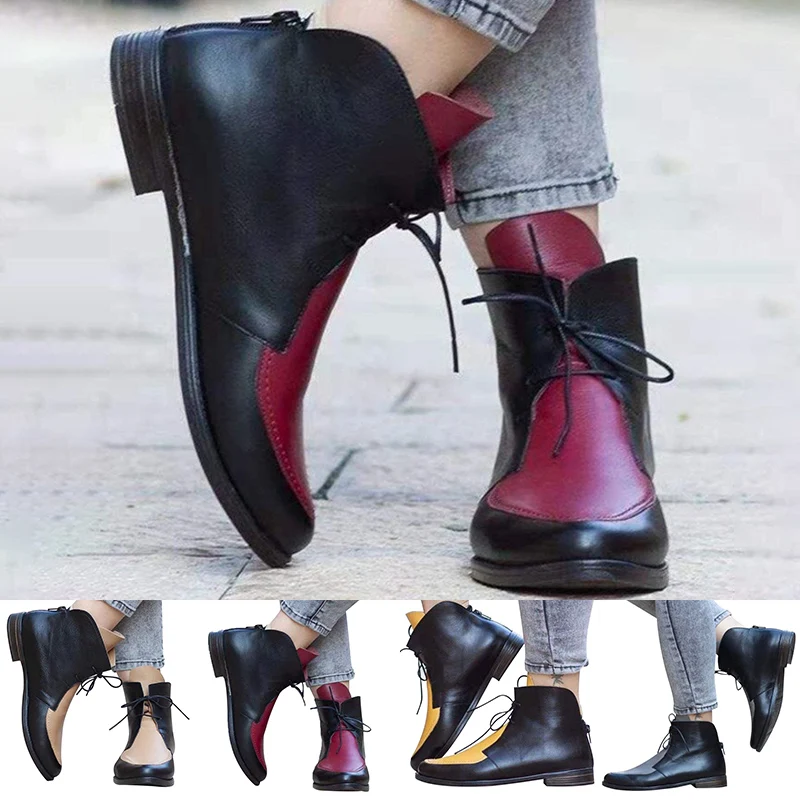 Цветные женские ботинки с острым носком ботильоны из искусственной кожи на