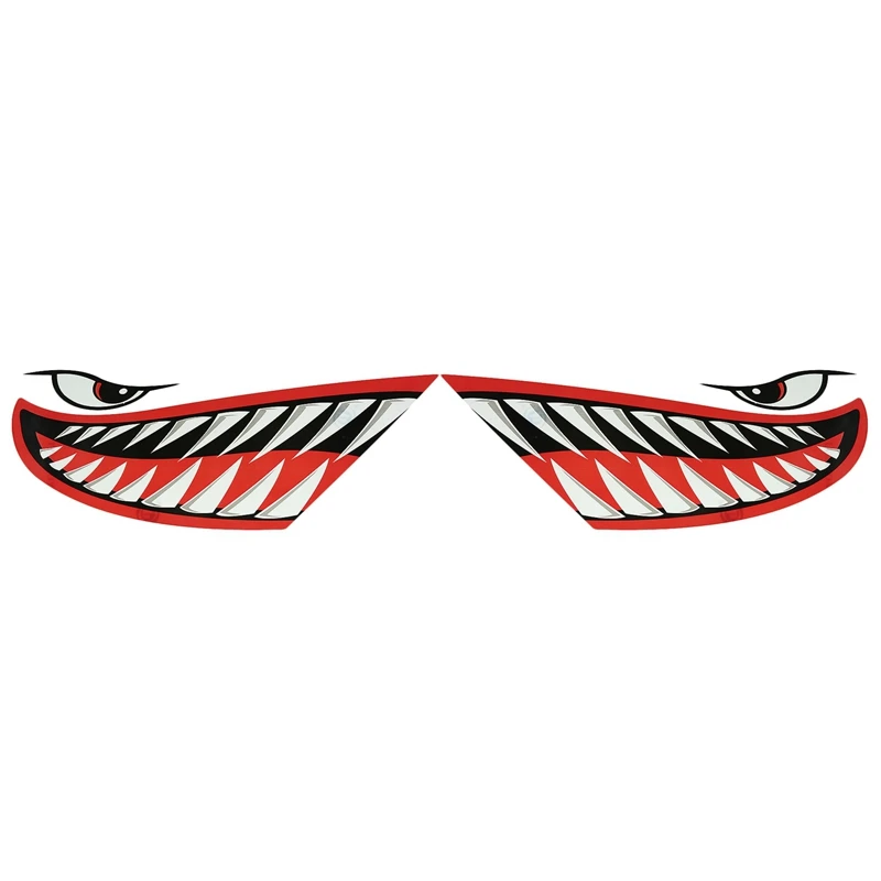 2pcs Waterproof Kayak Sticker Diy Shark Teeth Mouth Stickers Boat Car Truck Accessories |