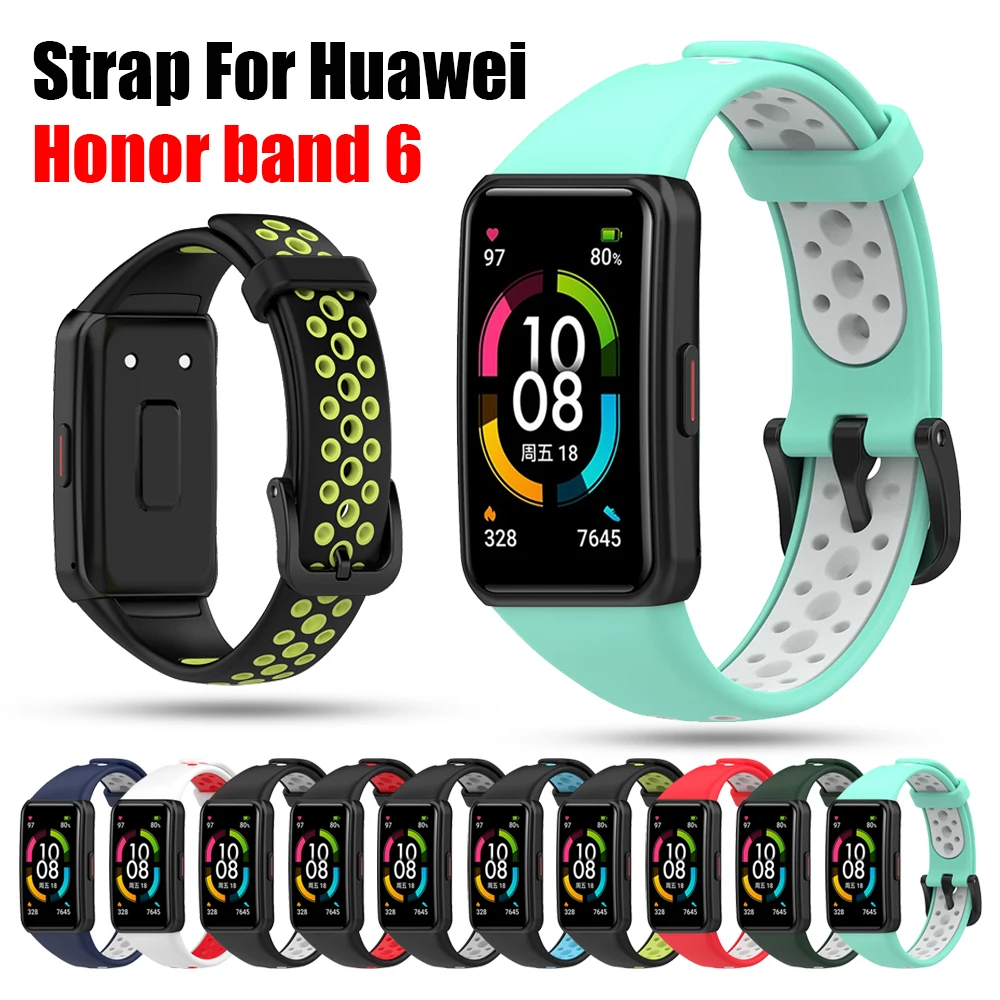 

Ремешок для Huawei Honor Band 6, силиконовый, цветной, мягкий