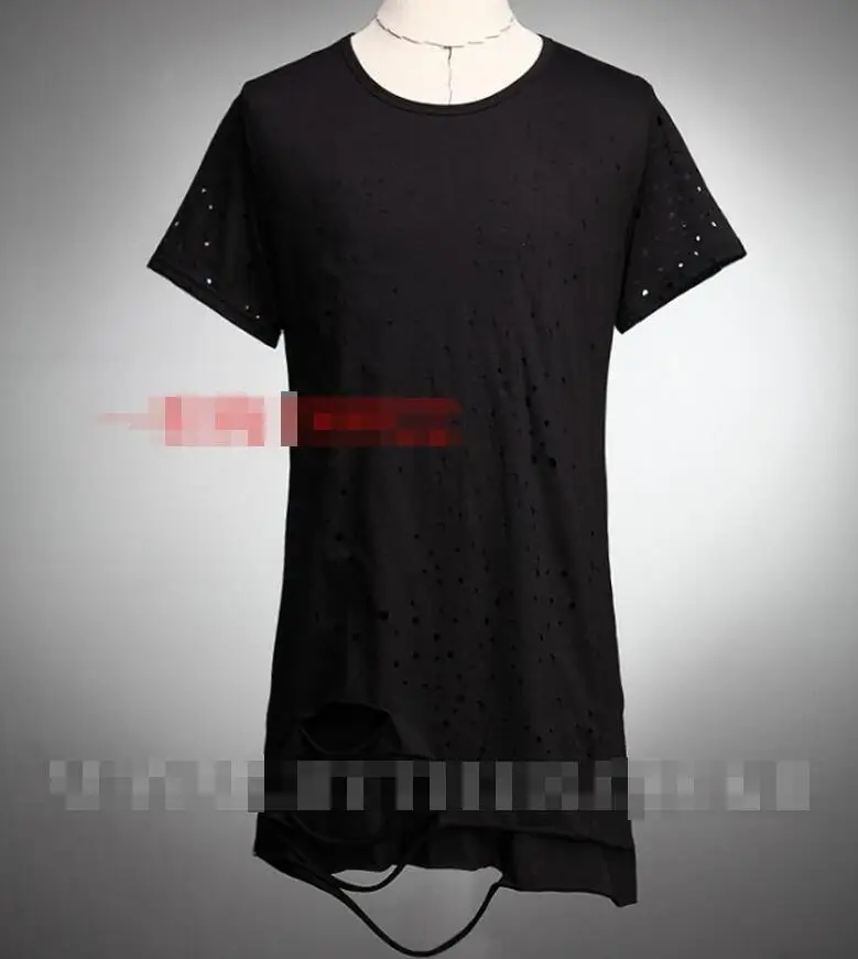

And The Europe United States New Plus Size Casual Men Personalized Fashion Solid Color Rivet Short-sleeve Black T-shirt / S-6xl