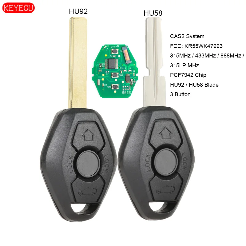 KEYECU CAS2 дистанционный ключ 315 МГц/433 МГц/868 МГц/315LP PCF7942 для BMW E60 5 серии E63 6 2004-2006