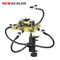 newacalox helping third hand soldering pcb tool flexible arms 3x magnifying glass usb led lamp for welding repairing modeling