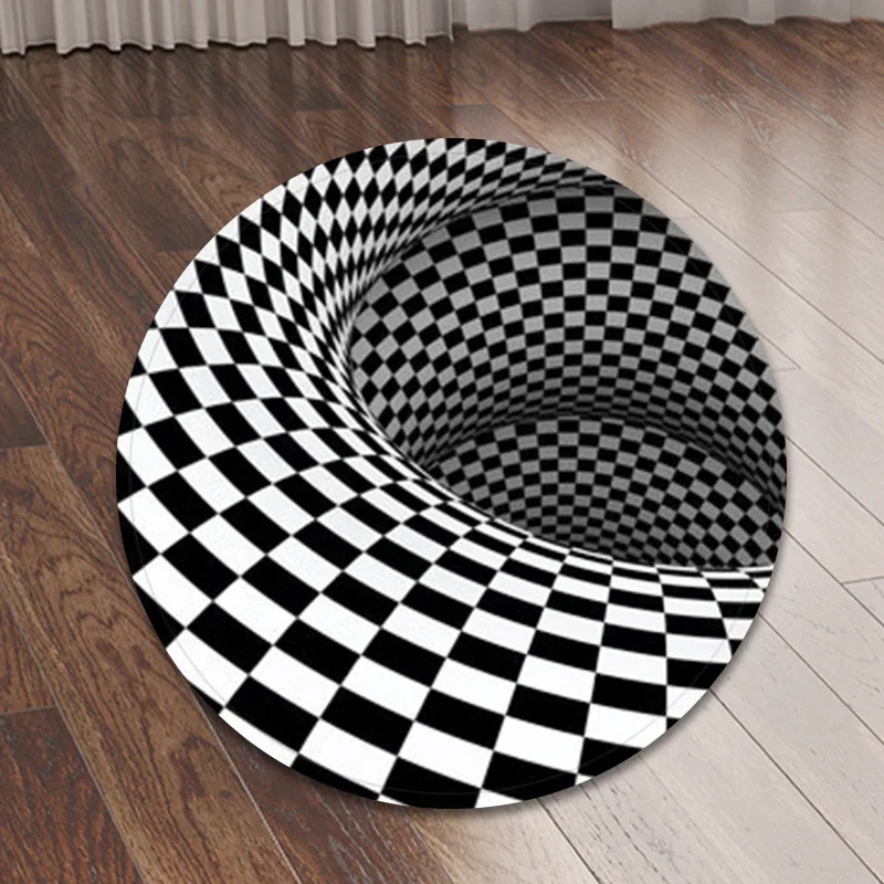 3D белый черный ковер коврик для стула фланелевый нескользящий декоративный