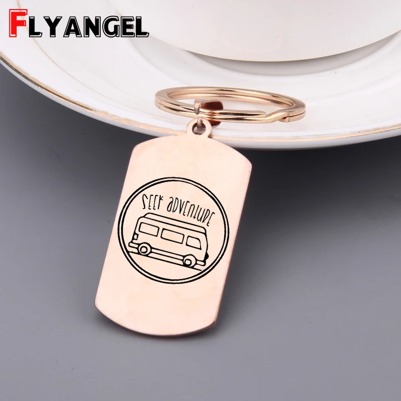 Гравировкой школьный автобус брелок искать приключение Кемпинг вдохновляющие