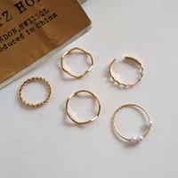 5pcs fashion alloy pearl women multilayer rings finger ring sets jewelry