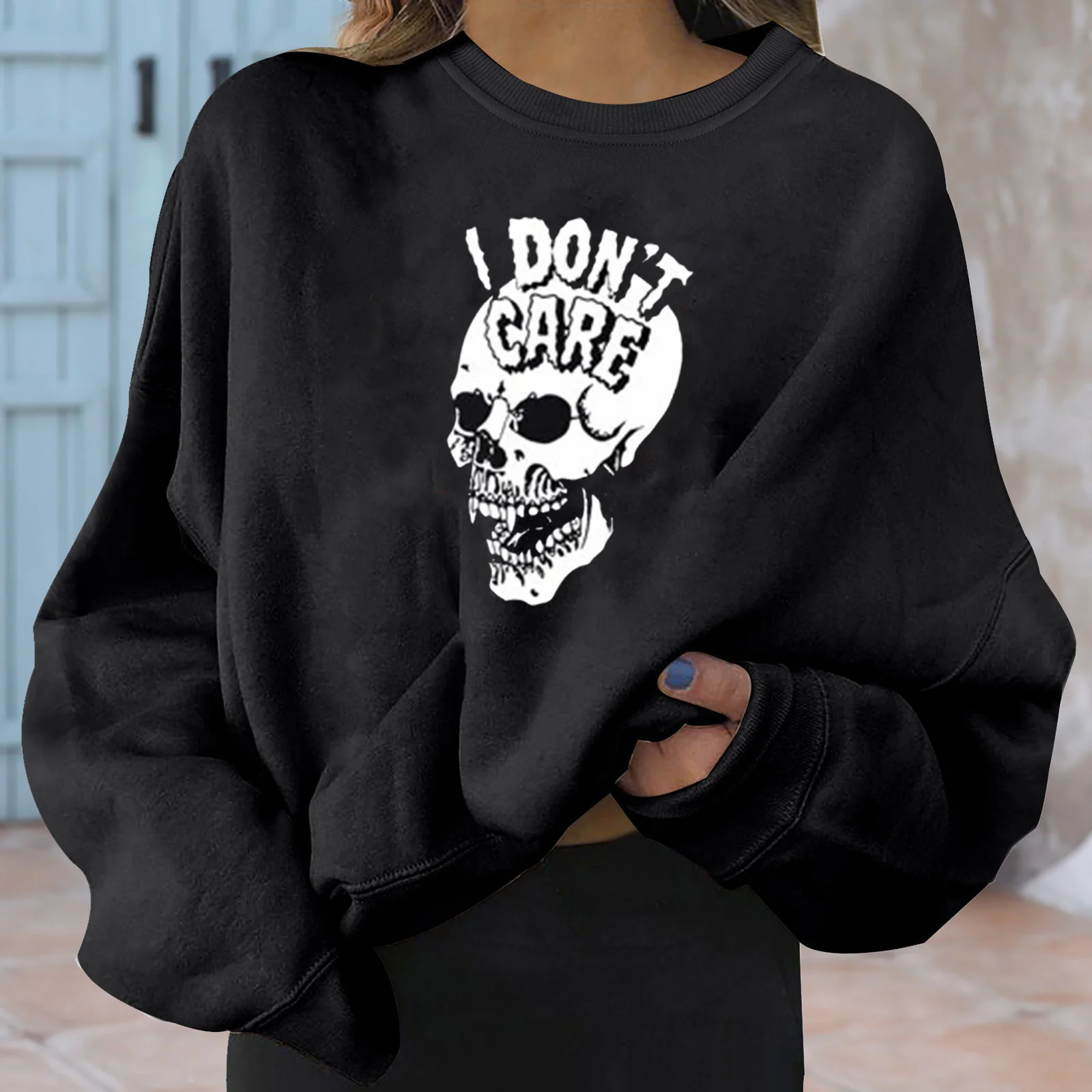 

Gothic oversized hoodies skull letter long sleeve print female sweaters y2k punk casual sweatshirt loose sweaters