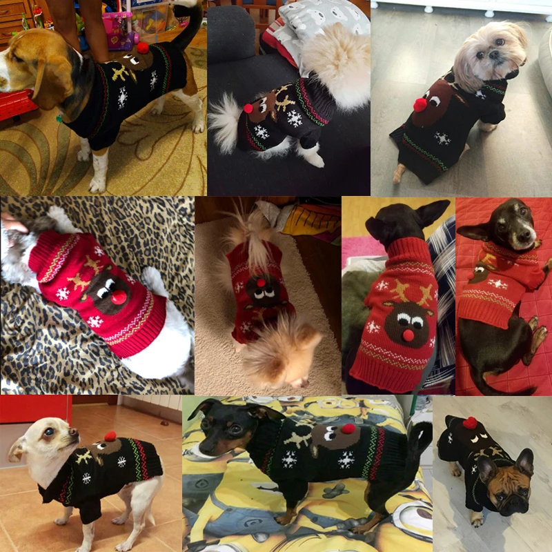 Свитер для собаки Рождественский олень вязаная Одежда питомцев щенков осенне