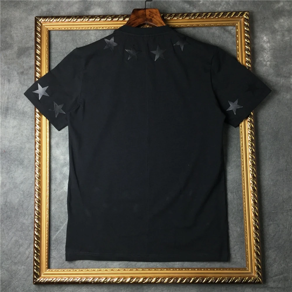 Крутая забавная Мужская футболка DUYOU из 100% хлопка с принтом звезд и воротника