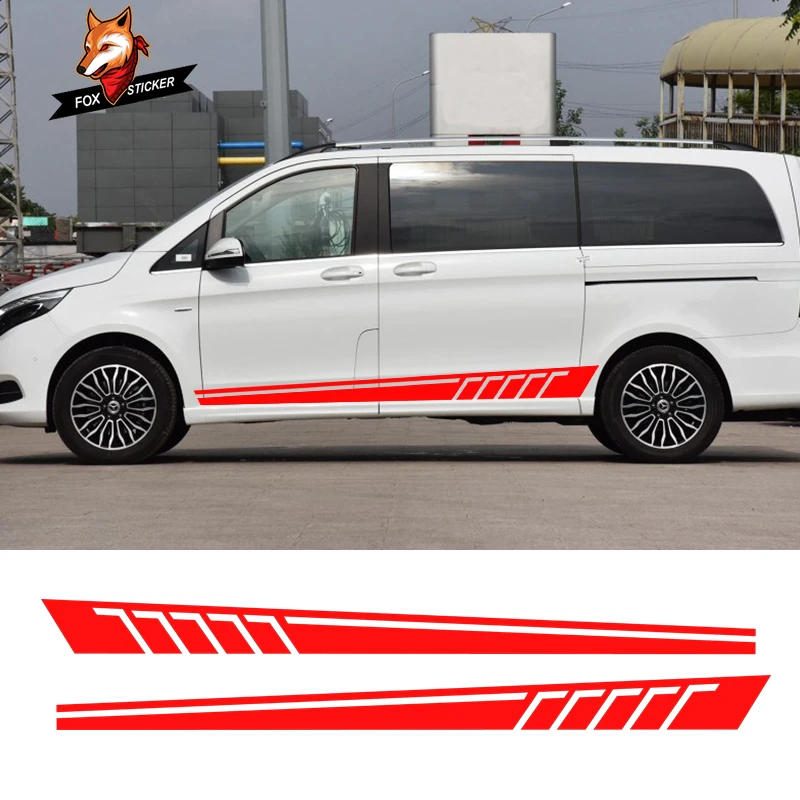 

2 PCS Vinyl Graphics Racing Side Stripes Logos Decals Stickers Accessaries for Mercedes C Class Vito Viano
