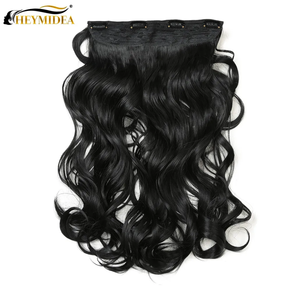 

20 Inches Fashion Curly hair extension High Temperature Chemical Fiber Hair Cilp In Hair Extension Waves Natural Color HeyMidea