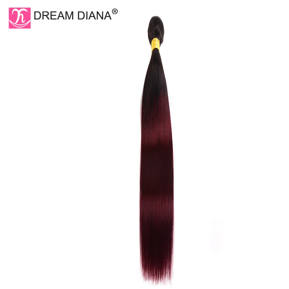 DreamDiana Омбре бразильские прямые волосы с закрытием 1"-26" L красное вино Ombre 1B 99J Remy человеческие волосы пучки с кружевом
