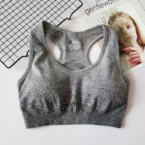 Gray Ombre бесшовный ударопрочный спортивный бюстгальтер для фитнеса йога борцовка бюстгальтер Топ со съемной прокладкой пуш-ап бюстгальтер для тренировок активная одежда - Цвет: Gray