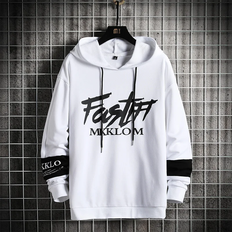 

Plus Size Hip Hop High Streetwear Fleece Hoodies Men Casual Striped Printed Thick Hooded Fashion Lounge Wear Designer Sweatshirt