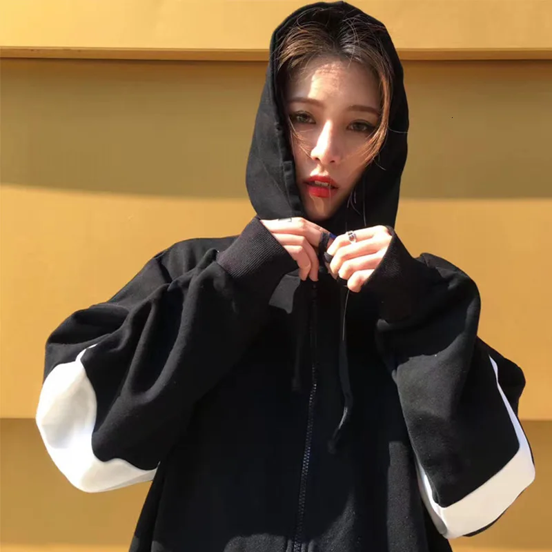 Harajuku осенние толстовки унисекс Женские теплые повседневные свободные с длинным