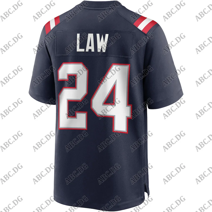 

Customized Stitch American Football Jersey Men Women Kid Youth New England Ty Law Navy Game Retired Player Jersey