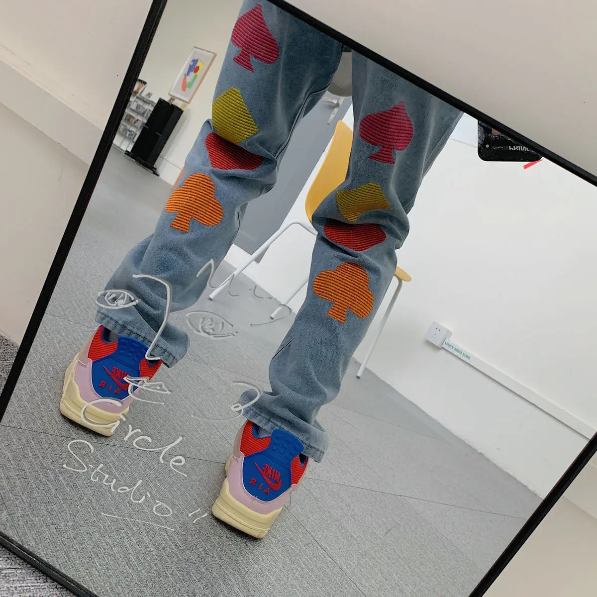 

Privathinker Men's Graphic Printed Embroidery Jeans Woman Korean Streetwear Straight Denim Pants Male Casual Oversize Jeans