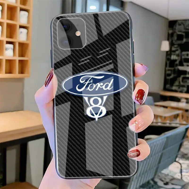 

Car Ford Phone Case Tempered Glass For Iphone6plus 6S 7 7plus 8 X XS XSmax XR 11 12 Pro Max 12mini