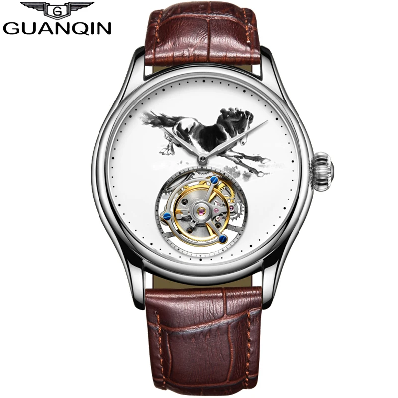 Водонепроницаемый Tourbillon Скелет Мужские часы оригинальные кварцевые мужские