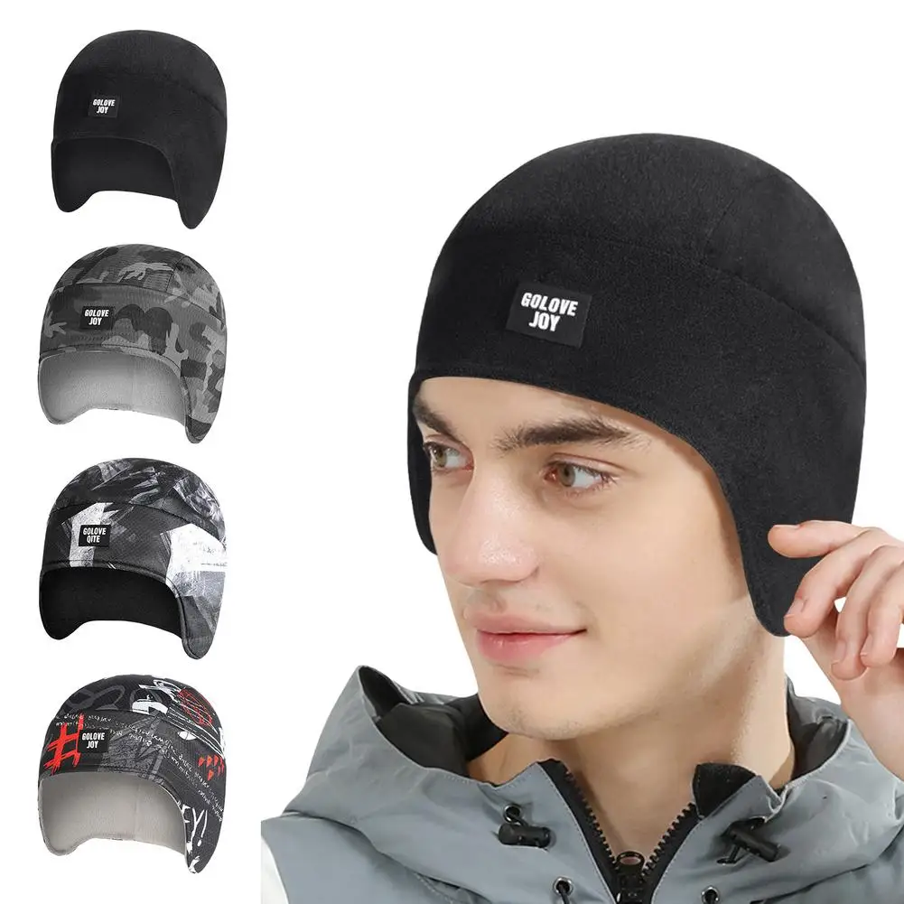 

Зимняя шапка для верховой езды, утолщенная мужская шапка с мягкой бархатной теплой шапкой, подкладка для шлема, ветрозащитная шапка с череп...