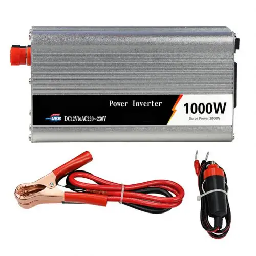 Silver 12V to 110V 1000W солнечный DC 12 V/24 V к AC 110 V/220 V модифицированный синусоидальный автомобильный преобразователь - Color: Silver 12V to 110V