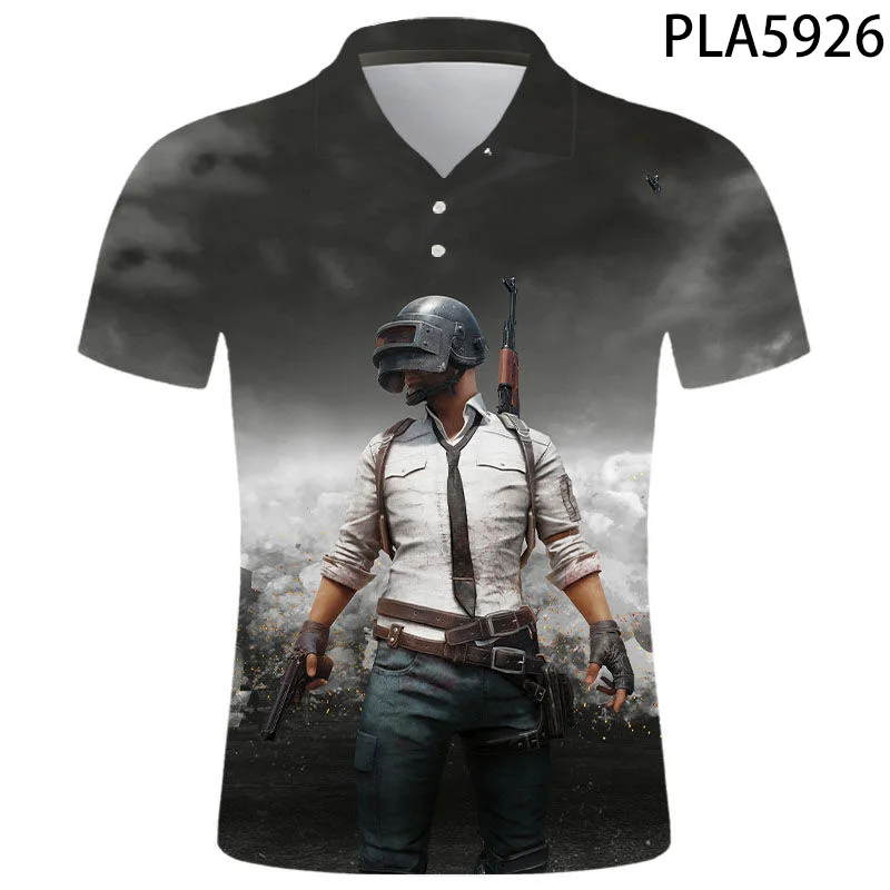 Мужская летняя рубашка-поло с 3D-принтом и коротким рукавом