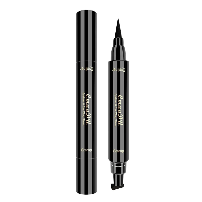 2 In1 Winged Stamp Liquid Eyeliner Pencil Eyes Makeup Waterproof Fast Dry Lasting Cosmetics Black Stamps Seal Eyeliner Pen TSLM1