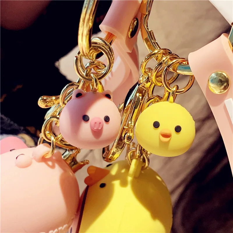 В Корейском стиле с изображением милой свинки для влюбленных брелки ключей белый