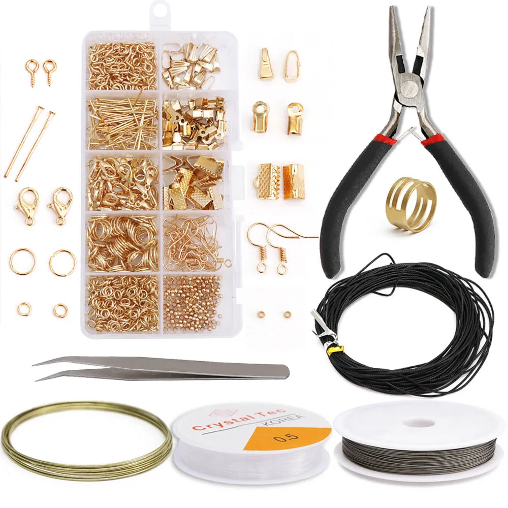 

1Box Jewelry Findings Set Jewelry Making Kit Jewelry Findings Starter Repair Kit Beading Bracelet Necklace Making Tools Pliers
