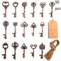 50 pcs retro key bottle opener with tag card for guest gift birthdays wedding party favors rustic antique decor