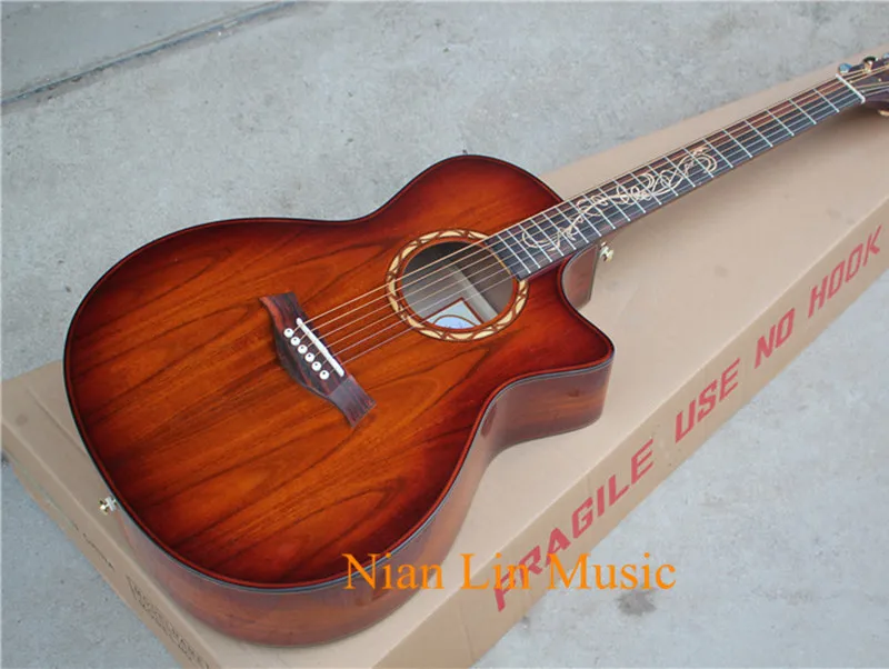 6-ой Акустическая гитара для игры в стиле фолк натуральное дерево Цвет корпус из