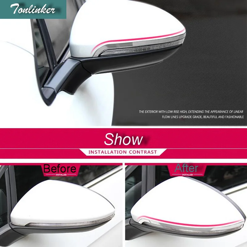 

Tonlinker 2 PCS DIY Car Styling Stainless Steel Reversing Mirror Light Strip Cover Case Stickers for VW NEW GOLF MK7 Accessories