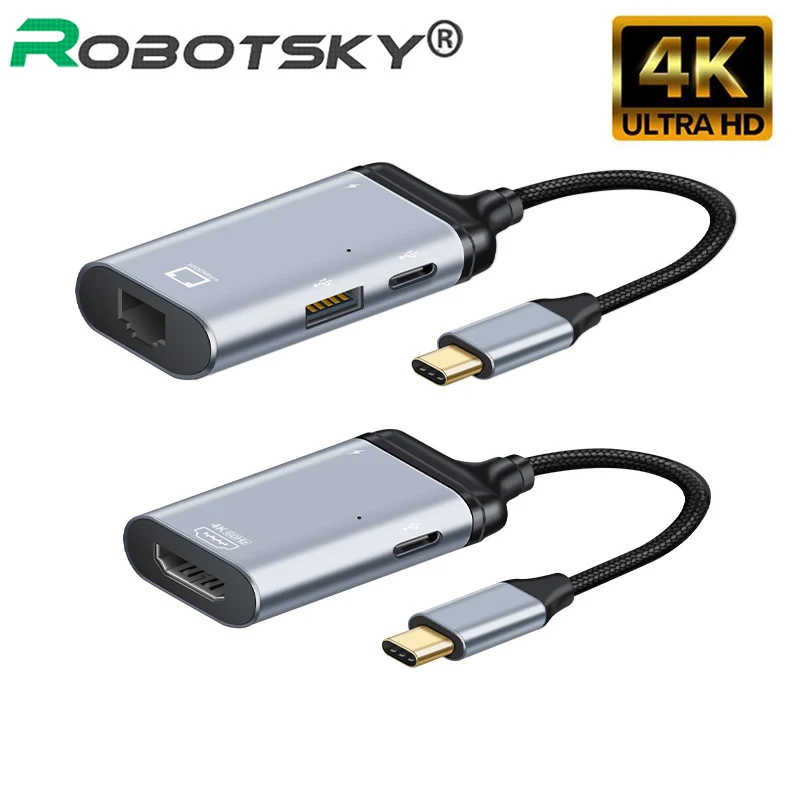 Upgrade USB C To K 60Hz Type C HDMI-Compatible Cable Type C To Mini DP VAG RJ45 Adapter PD Fast Charging Cable For MacBook Pro