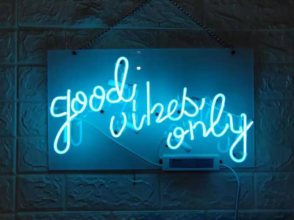 Neon Light Sign LED sign  good vibes only wendding party  Neon Beer Sign Bar home Sign Real Glass Neon Light Beer Sign17inch